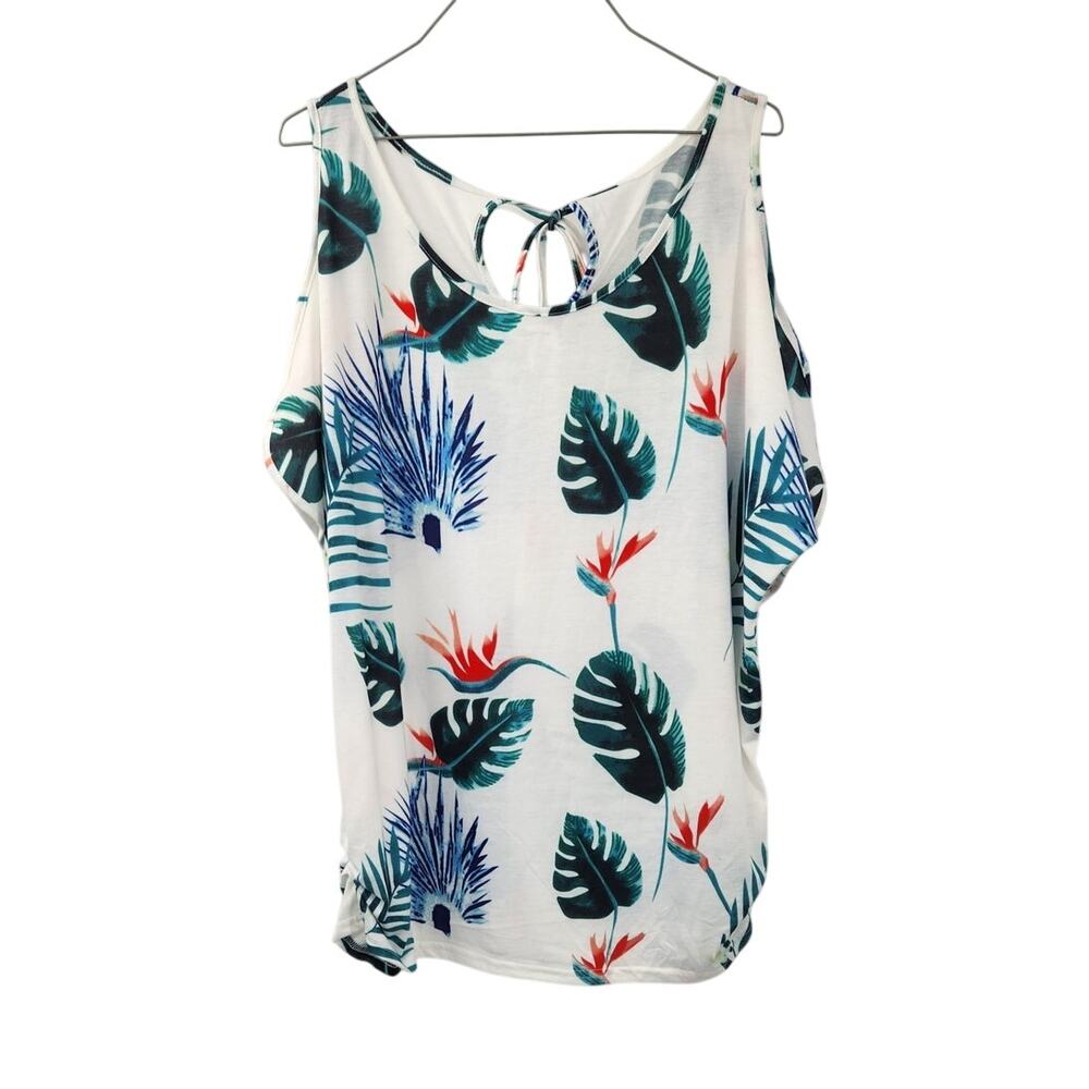 Miselon Floral Cold Shoulder Top Womens Size Extra Large XL